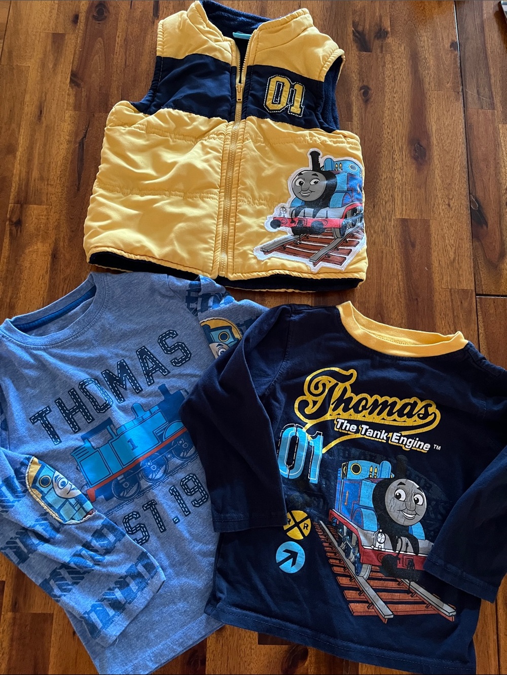 Thomas & Friends 3T Toddler Vest & 2 Long Sleeve Shirts Tank Engine Train *READ*